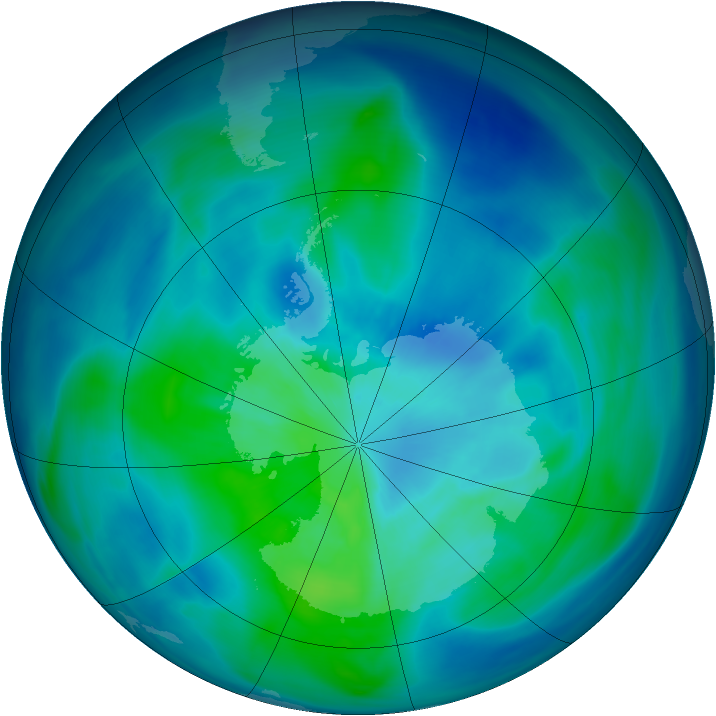Antarctic ozone map for 18 March 2006